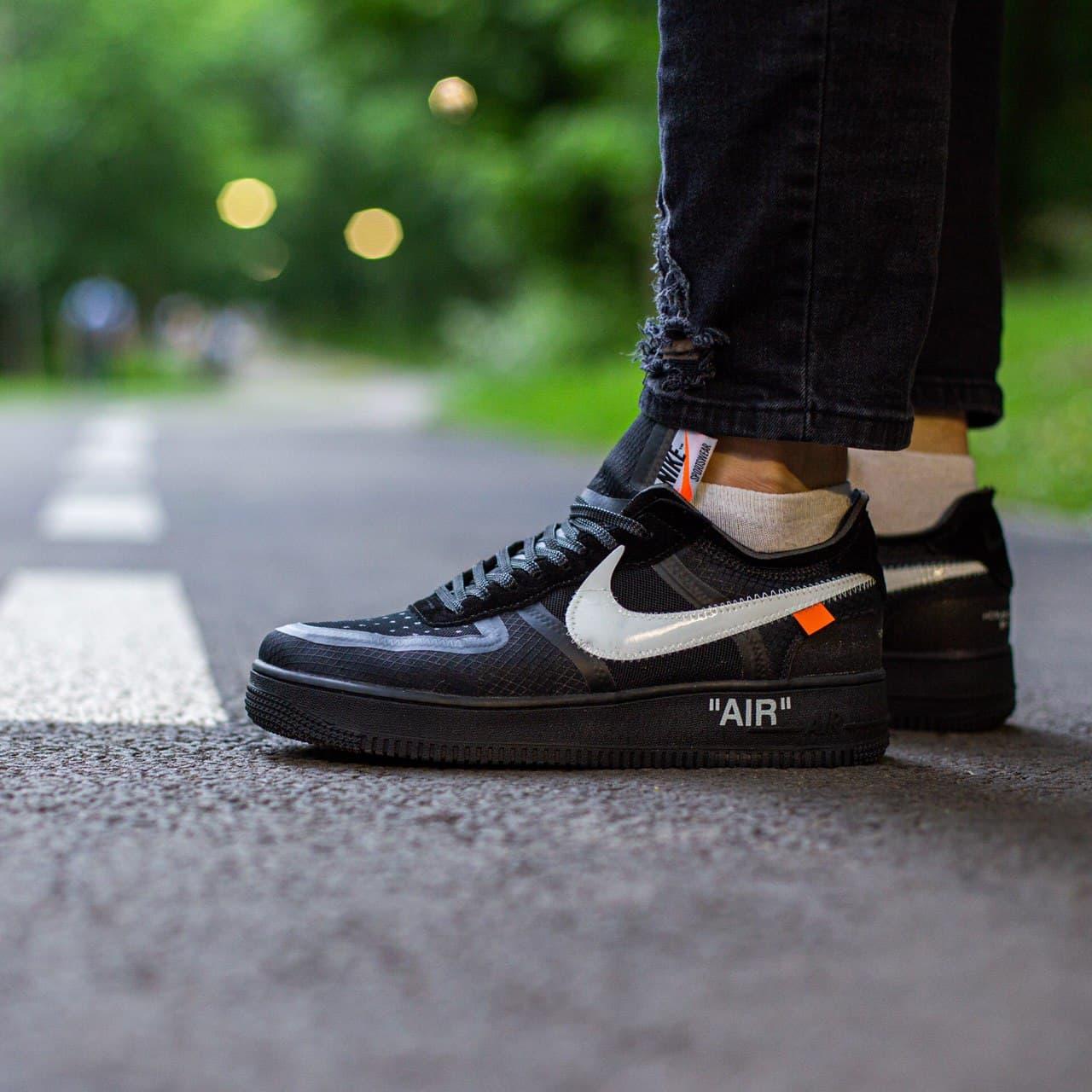 

Женские кроссовки Nike Air Force Off-White Black / Найк Аир Форс Оф-Вайт Черные 37, Черный