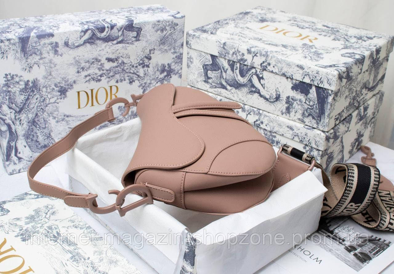 

Dior Saddle Bag. Женская сумка Диор седло, Пудровый