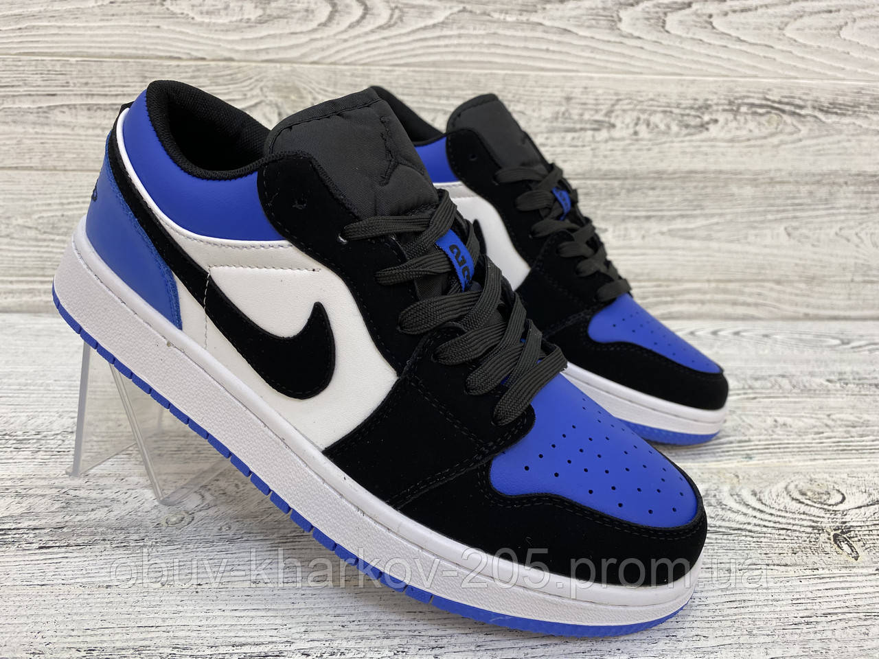 

Мужские кроссовки Nike Air Jordan 1 Low бело-сине-черные. Новая коллекция 2021. Чоловічі кросівки Найк Джордан 41, 37, Синий