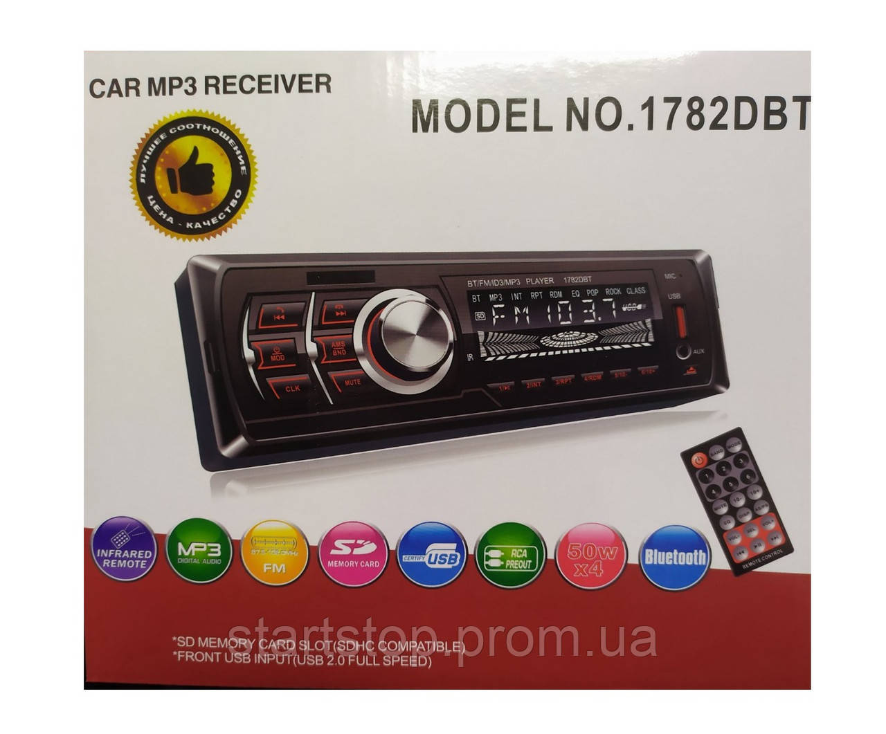 

Автомагнитола Pioneer 1782DBT 1DIN MP3 1USB 2USB-зарядка TF card bluetooth съёмная панель