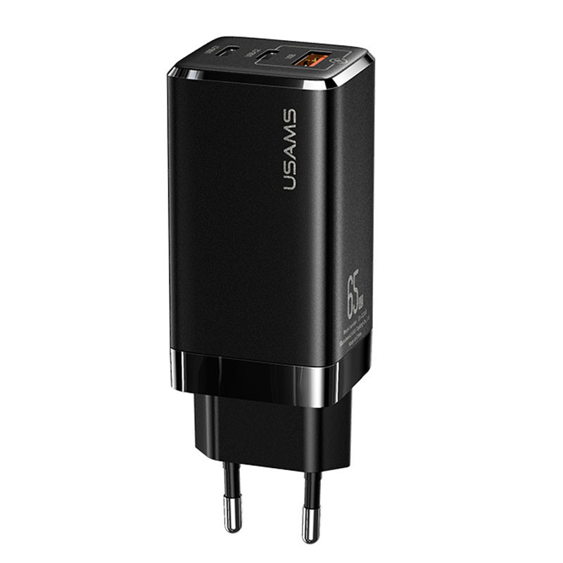 

СЗУ Usams US-CC110 GaN Mini 65W (2Type-C/1USB QC), Черный