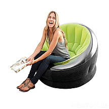 Надувне крісло Intex 66581-2, 112 х 109 х 69 см, з ручним насосом і подушкою, зелене, (Оригінал), фото 2