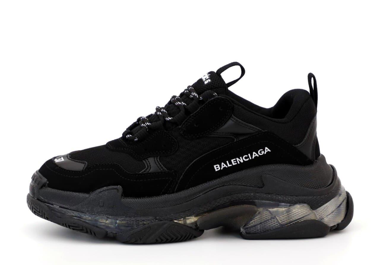 

Женские кроссовки Balenciaga Triple S (черные) К12109 модные кроссы с многослойной подошвой, Черный