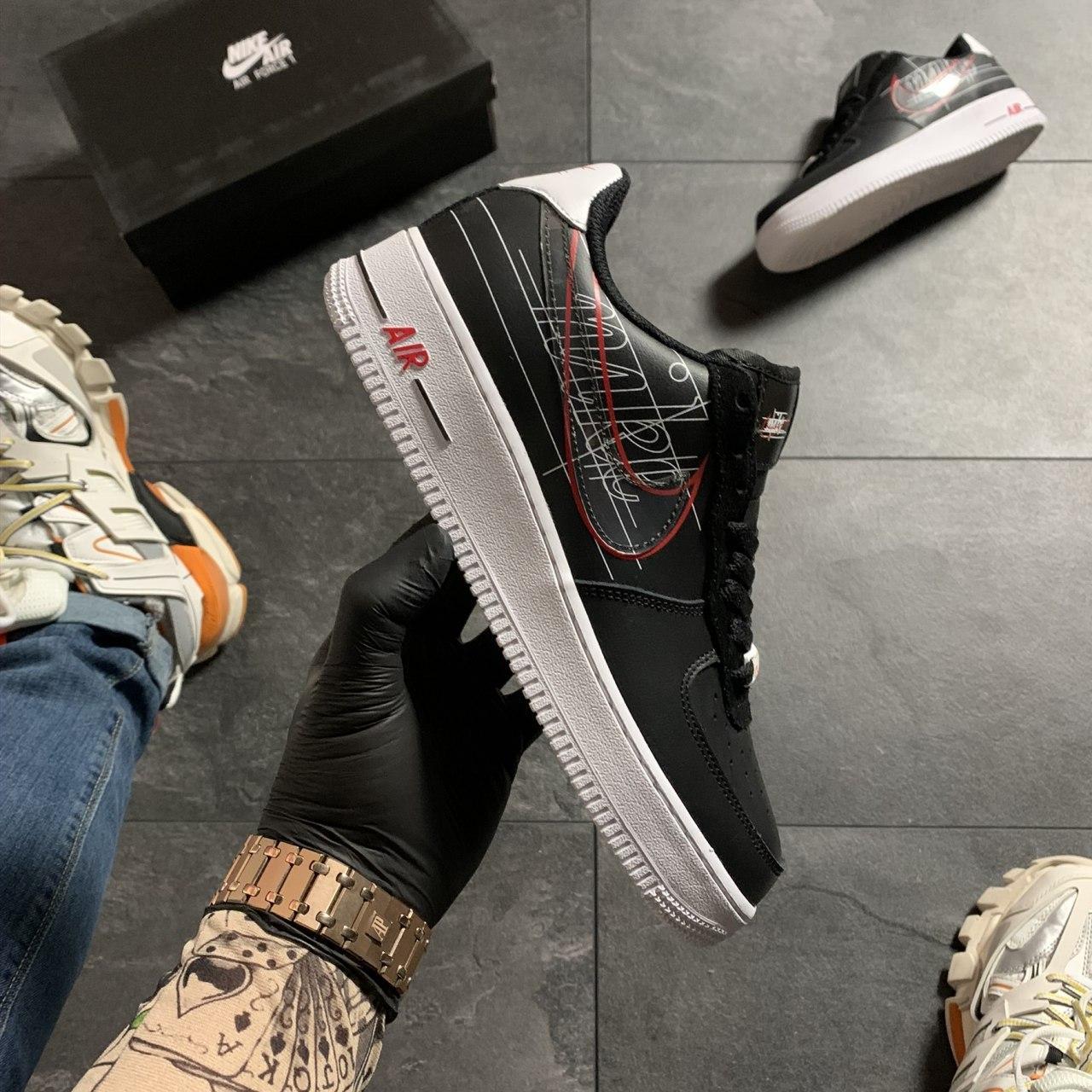 

Женские кроссовки Nike Air Force 1 Black White Red / Найк Аир Форс 1 Черные Белые Красные 38, Черный