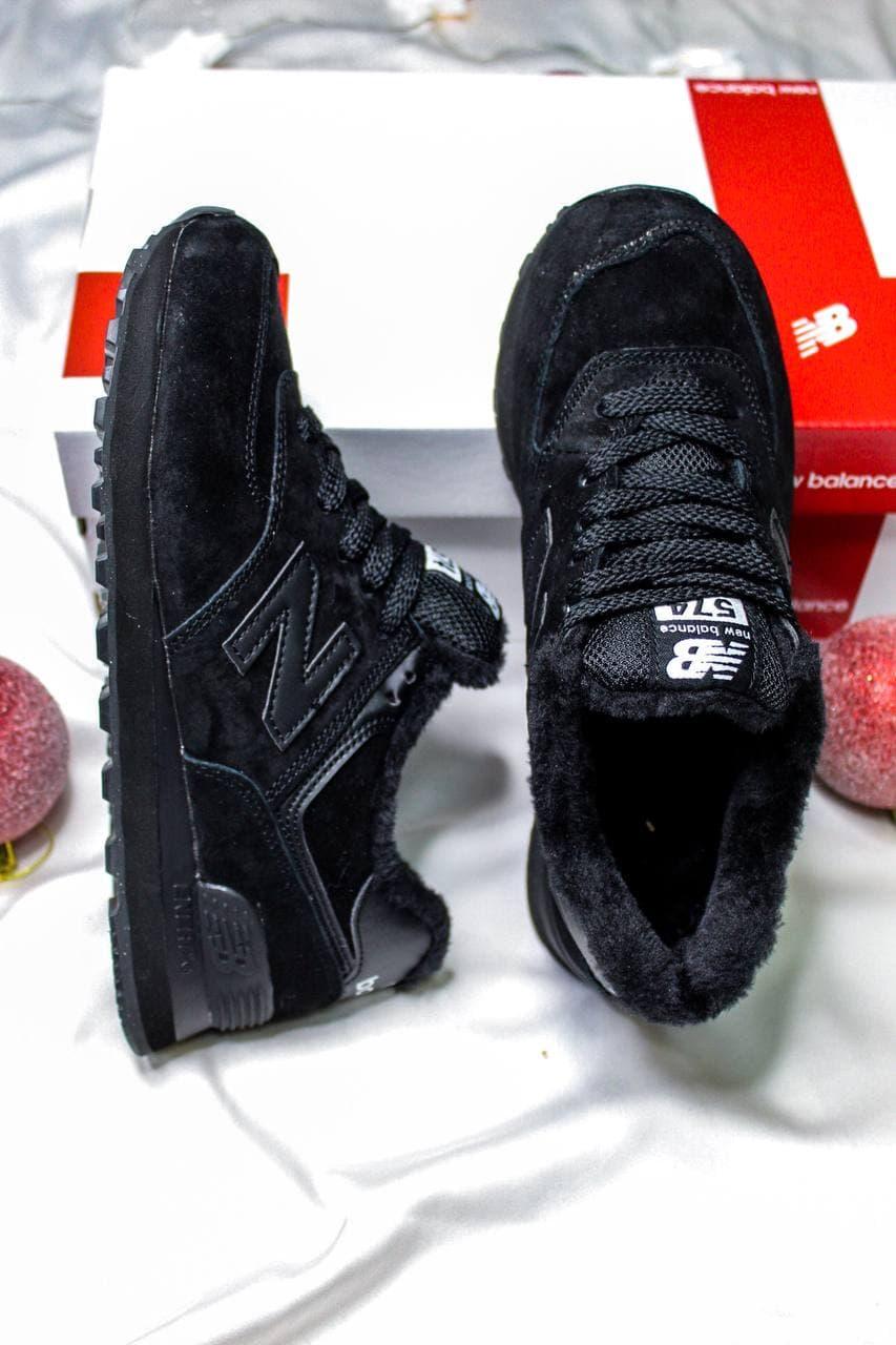 

Женские зимние кроссовки New Balance 574 Black / Нью Беланс 574 Черные МЕХ, Черный