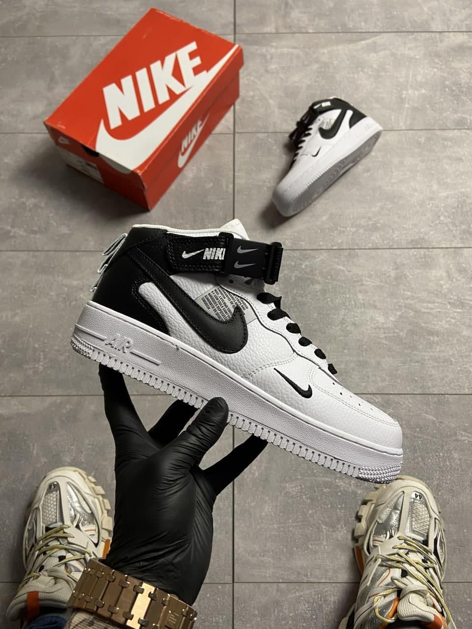 

Женские Кроссовки Nike Air Force 1 High White Black / Найк Аир Форс 1 Высокие Белые Черные 38, Белый