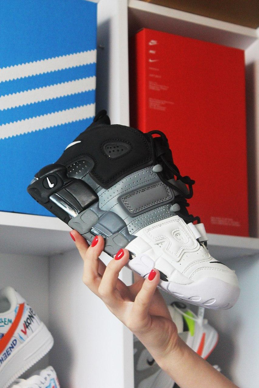 

Мужские кроссовки Nike Air More Uptempo Black Grey White / Найк Аир Мор Аптемпо Черные Серые Белые, Разные цвета