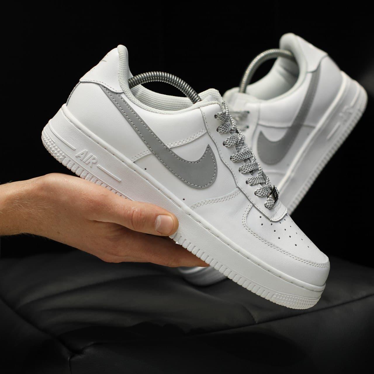 

Мужские кроссовки Nike Air Force 1 Low White Reflective / Найк Аир Форс 1 Лоу Белые Рефлективные 42, Белый