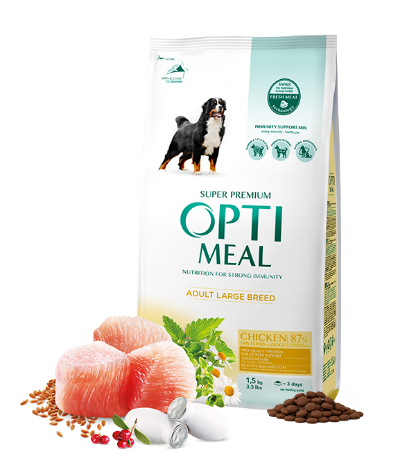 

Optimeal Adult Large Breed, для собак больших пород, с курицей, 1.5 кг