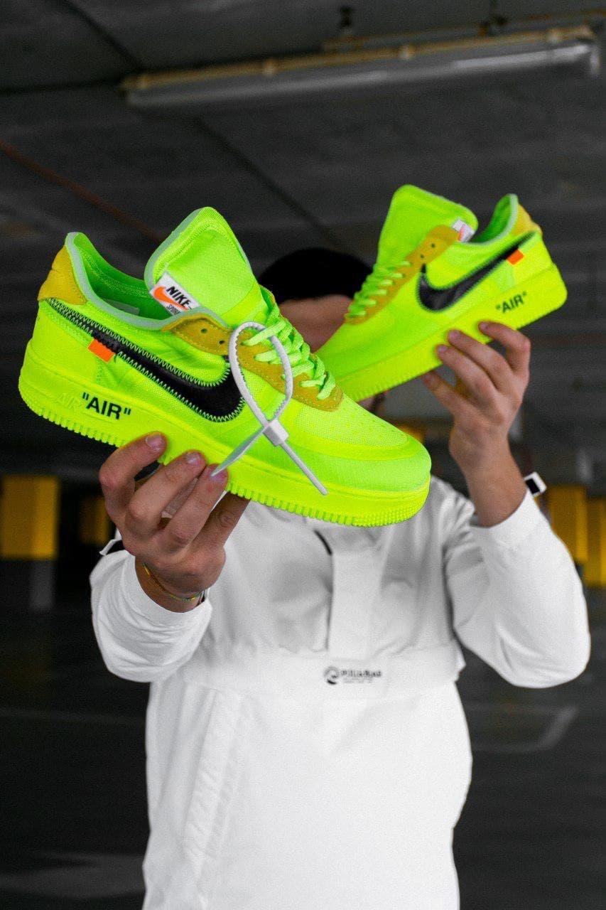 

Женские кроссовки Nike Air Force 1 Off-White Volt Green / Найк Аир Форс 1 Оф-Вайт Зеленые 37