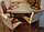 Розкладний стіл обідній кухонний комплект стіл і стільці 3D малюнок 3д "Золота хвиля" ДСП скло 70*110 Mobilgen 2002-1234, фото 3