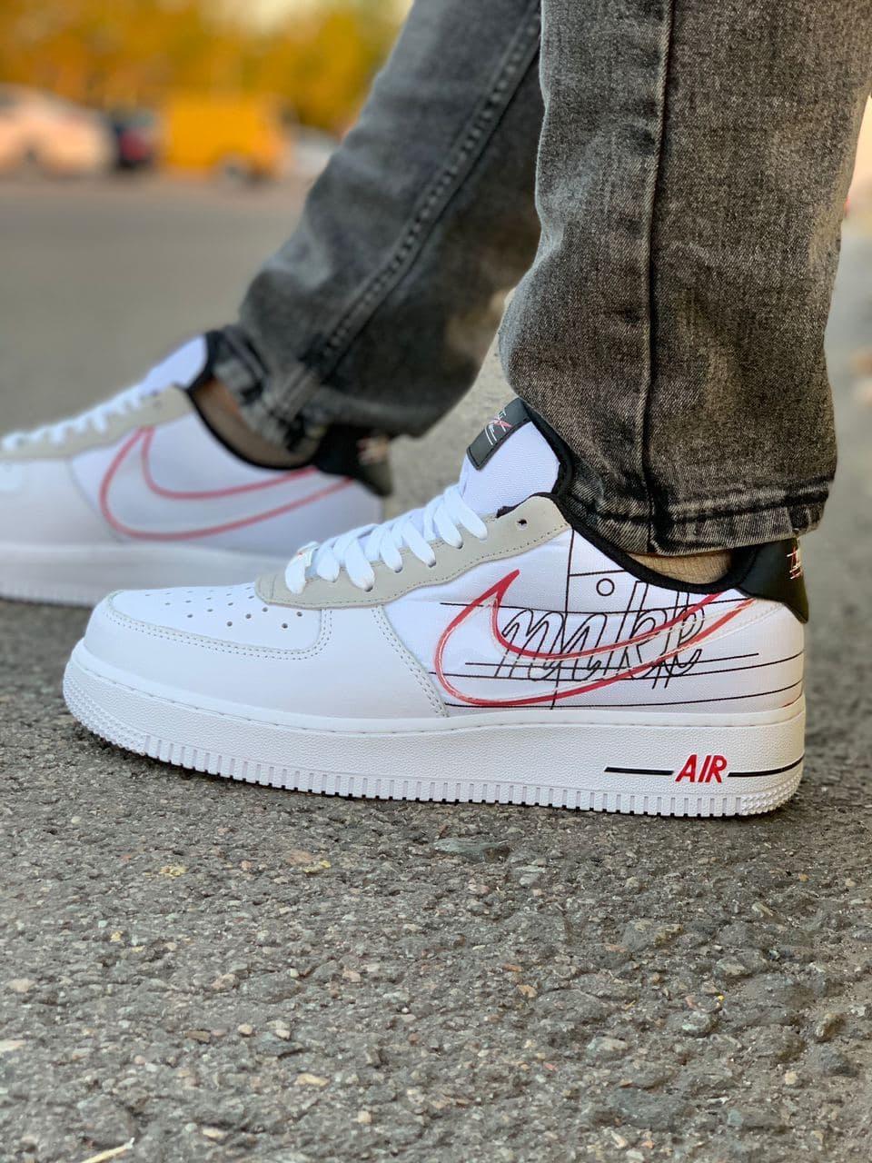 

Мужские кроссовки Nike Air Force 1 Low Script Swoosh White / Найк Аир Форс Белый 41