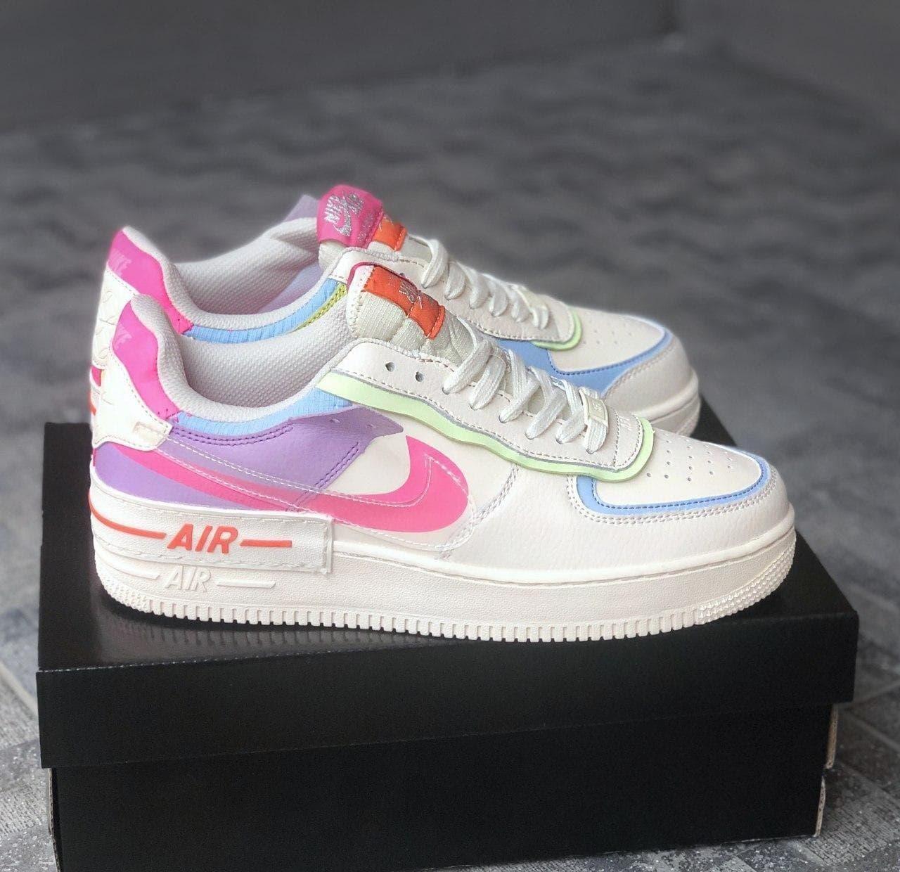 

Мужские кроссовки Nike Air Force Shadow Ivory Blue Purple / Найк Аир Форс Шадоу Айвори Голубые Фиолетовые, Белый