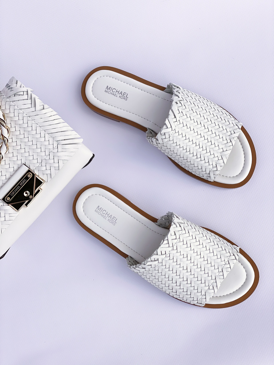 

Женские сандали слайды Michael Kors Dee Woven Leather Slide Sandal размер US 8; 8,5 ОРИГИНАЛ