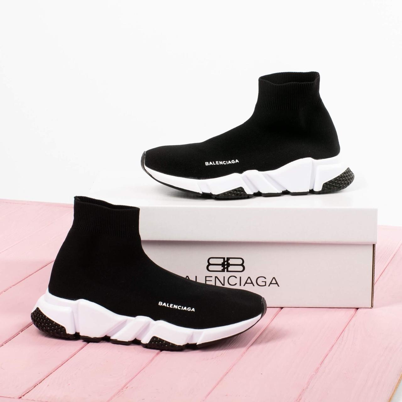 

Кроссовки с носком Balenciaga Speed Trainer Black White (Баленсиага Спи Трейнер с носком черно-белые) 42, Черно-белый