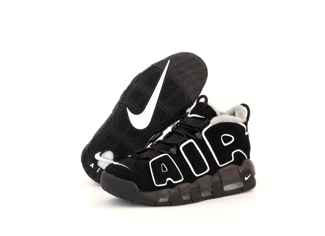 

Зимние кроссовки с мехом Nike Air More Uptempo 96 Winter Black White (Зимние кроссовки Найк Аптемпо черные) 43, Черный