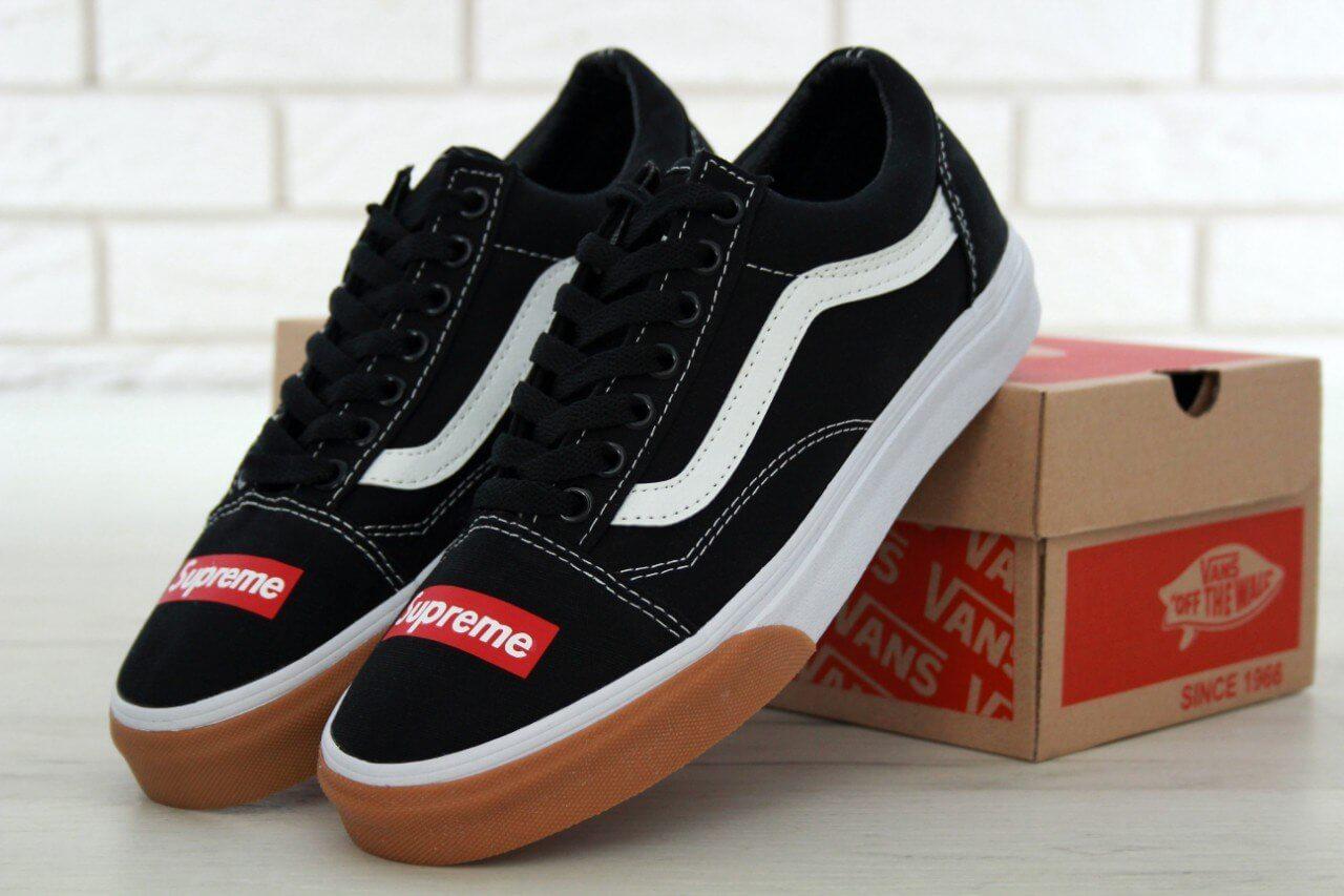 

Кеды Vans Old Skool Supreme Black White Gum (Ванс Олд Скул Суприм черные мужские) 43, Черно-белый