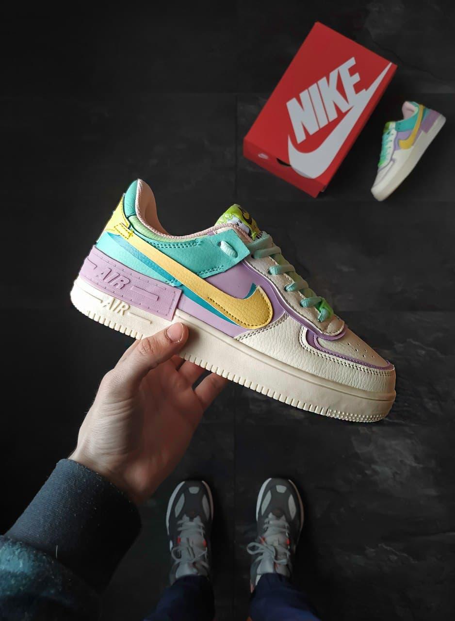 

Женские кроссовки Nike Air Force Shadow Ivory Purple Yellow / Найк Аир Форс Шадоу Айвори Фиолетовые Желтые 37, Белый