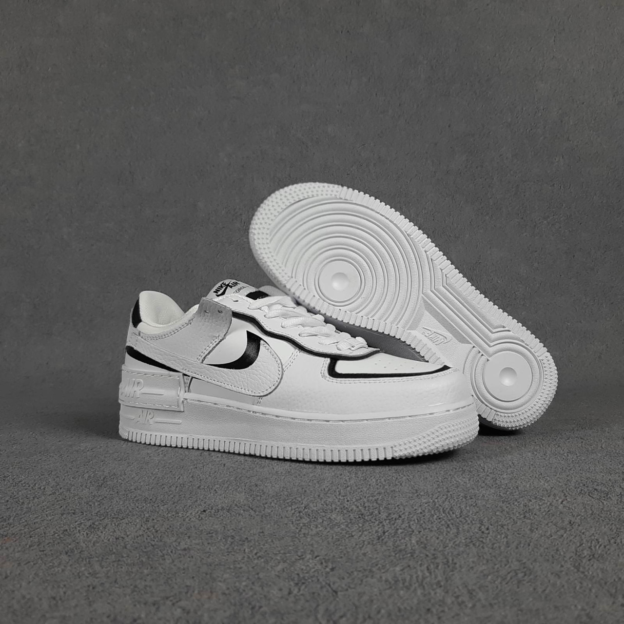 

Кроссовки женские Nike Air Force 1 Shadow белые с черным, натуральная кожа, прошиты. Код OD-20341 40, Белый