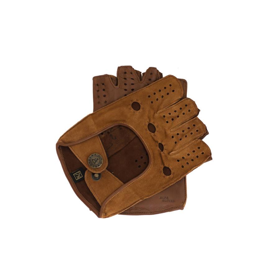 

Водительские перчатки женские кожаные бренд Alpa Gloves митенки коричневые размер 7
