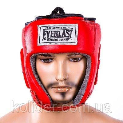 

Боксерский шлем кожаный Everlast S красный SKL11-280898