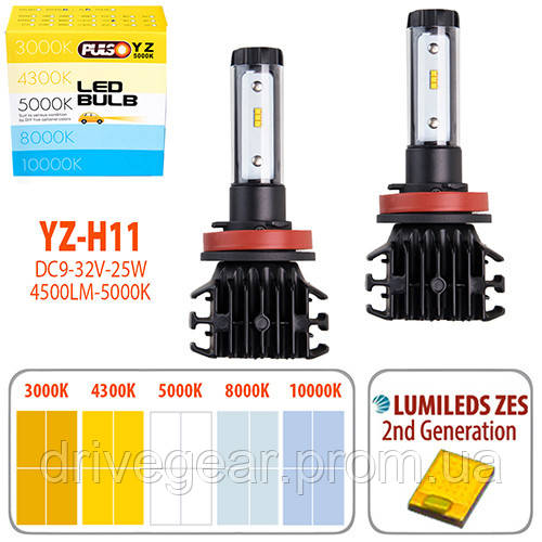 

Лампы PULSO YZ/H11/LED-chips ZES-Philips/9-32v2*25w/4500Lm/3000-4300-5000-6500-10000K (YZ-H11)