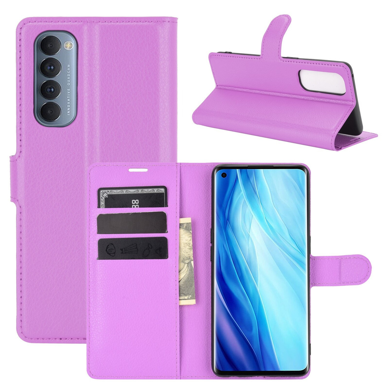

Чехол Fiji Luxury для Oppo Reno 4 Pro книжка фиолетовый