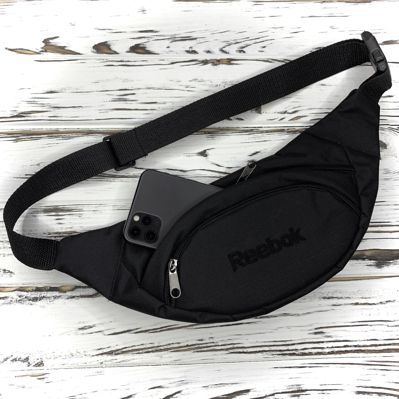 

Мужская поясная сумка Reebok черная, бананка, Черный