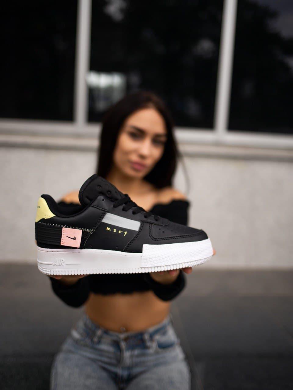 

Женские кроссовки Nike Air Force 1 Type Black White / Найк Аир Форс 1 Type Черные Белые 37, Черный