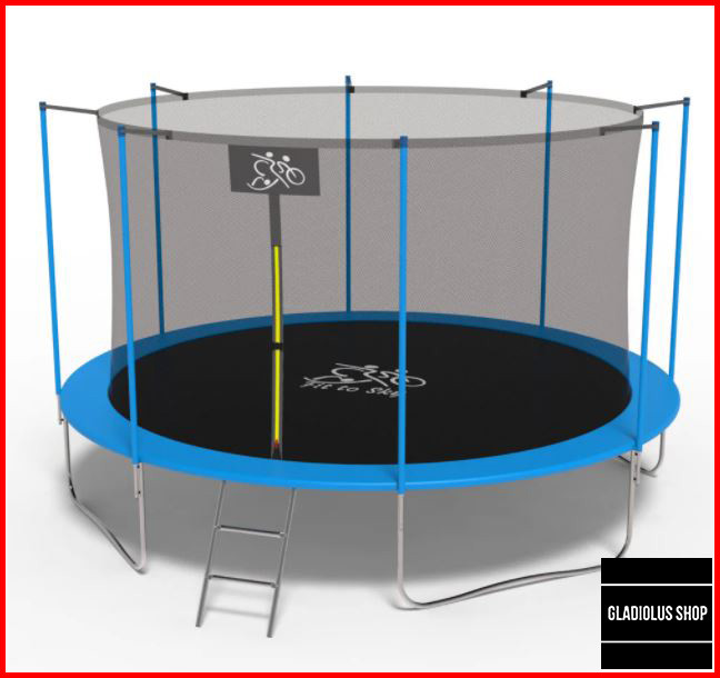 

Батут Fit to Sky 374 см (синий) (FitToSKy) с внутренней защитной сеткой и лесенкой Безопасный Детский Польша