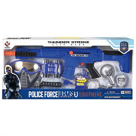 Набір поліцейського з маскою, трубкою і автоматом Thunder Strike дитячий 9 предметів Синій (57365)