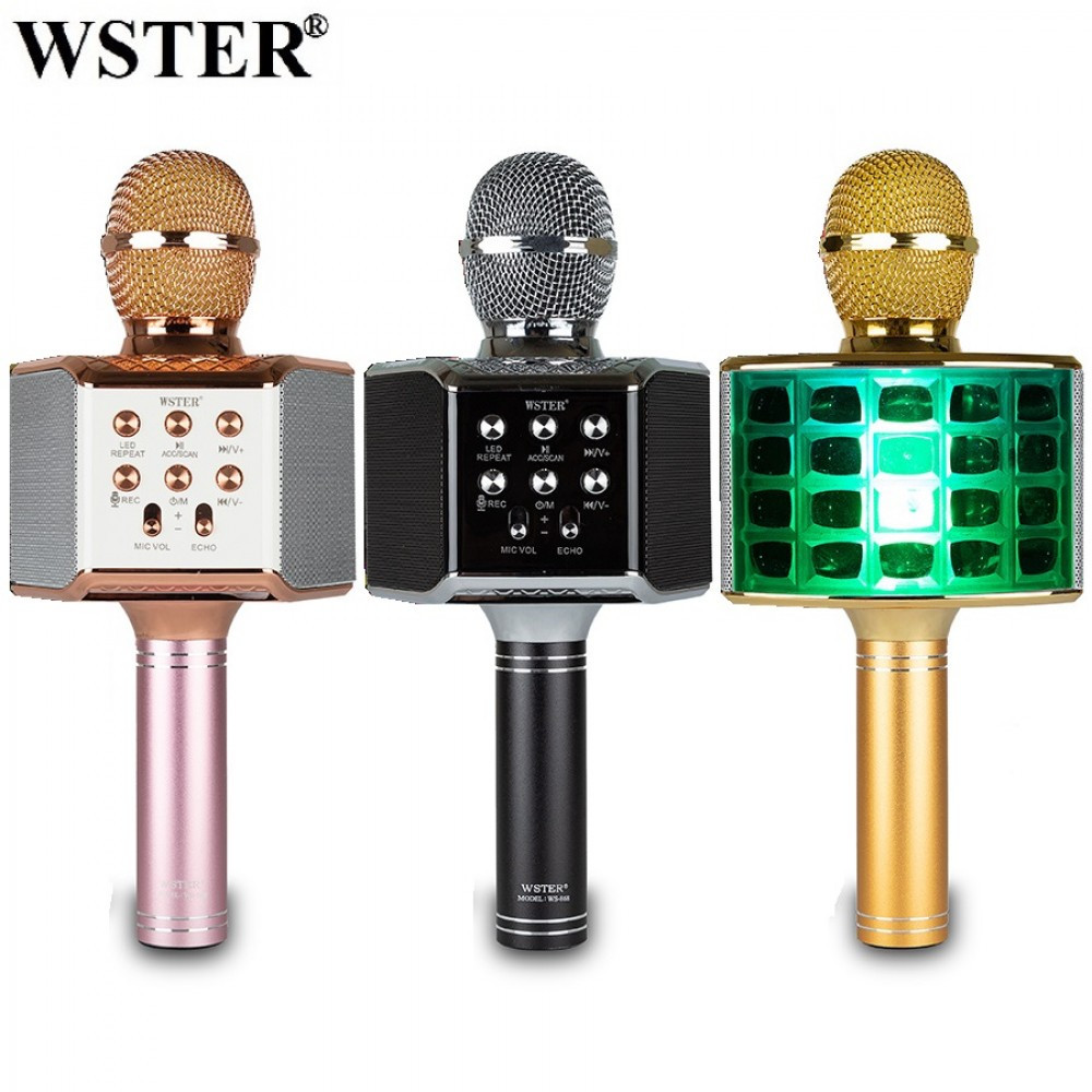 Колонка з функцією Караоке Мікрофона Wster WS-868 (USB, microSD, AUX, Bluetooth, REC, 4-Voice)