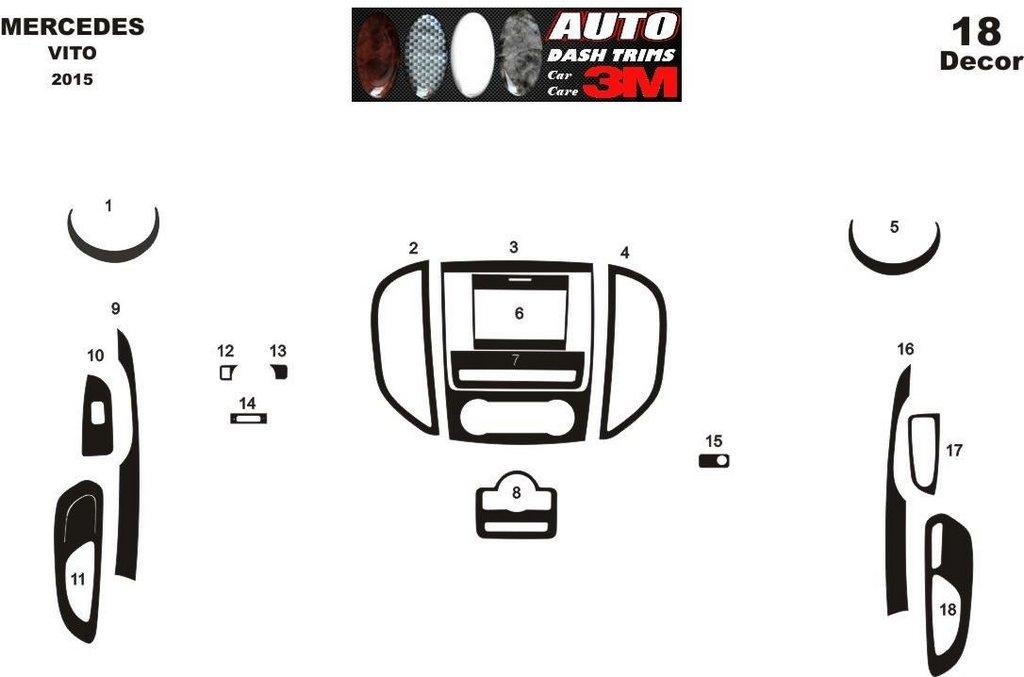 

Mercedes Vito / V W447 2014↗ гг. Накладки на панель Титан