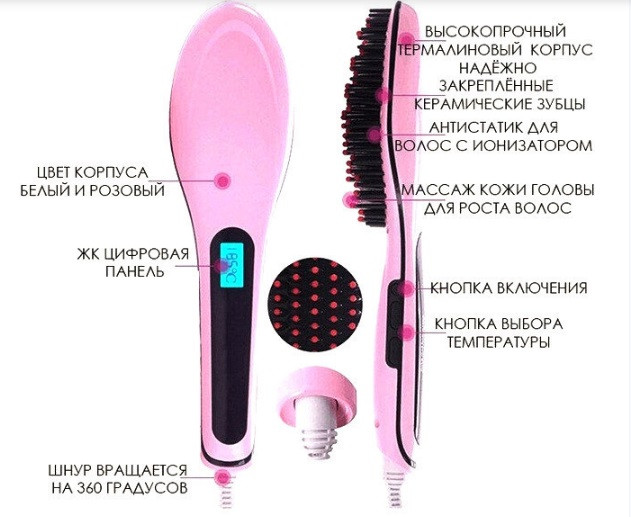 

FAST HAIR STRAIGHTENER HQT-906 полезная техника в подарок для девушек и женщин, Расческа щетка для выпрямления