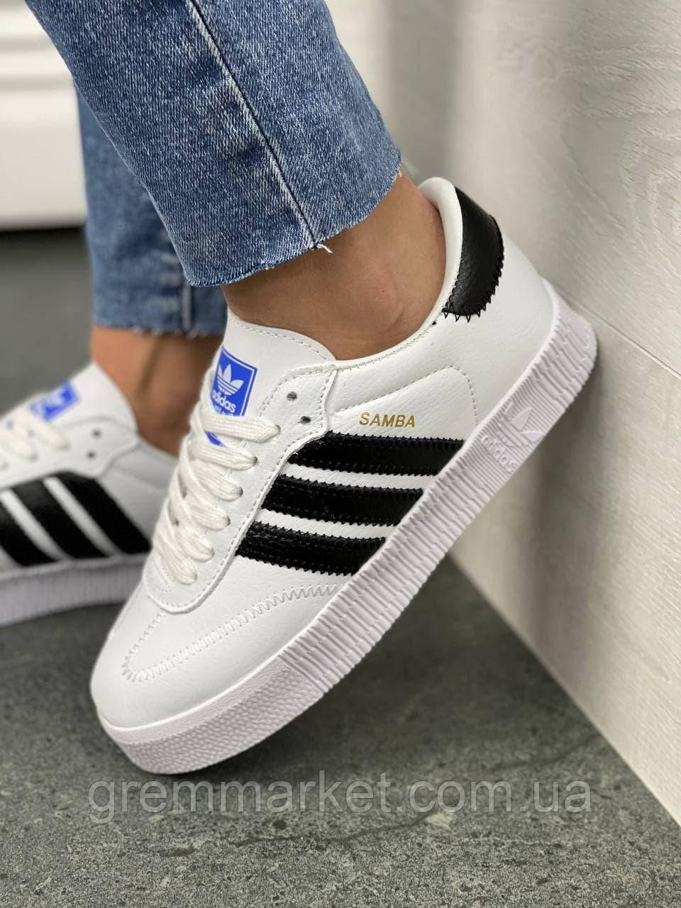 

Женские кеды Adidas Originals Sambarose W White/Black белые с черной полоской 39,40,41 размер, Белый