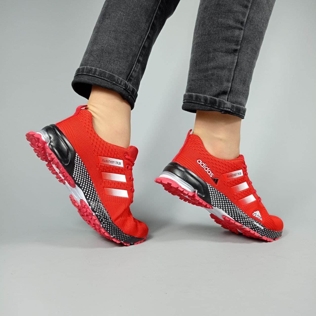 

Женские красные легкие Кроссовки ""Adidas"" из текстиля, Красный