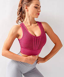 Топік, топ спортивний жіночий з чашками рожевий | Бюстгальтер фіксуючий для бігу, йоги, фітнесу р. S, M, L.