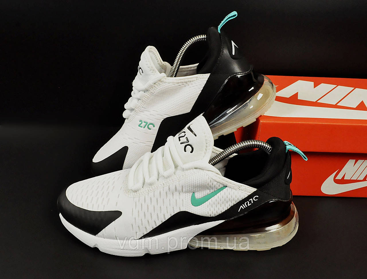 

Кроссовки мужские Nike Air Max 270 в стиле Найк Аер Макс, текстиль, KR-20910. Белые с черным, Черный