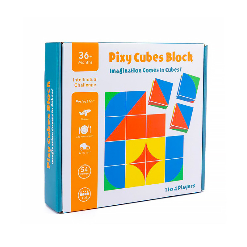 

Деревянная развивающая игра Lesko MQY-00354 Pixy Cubes Block для детей, Разные цвета