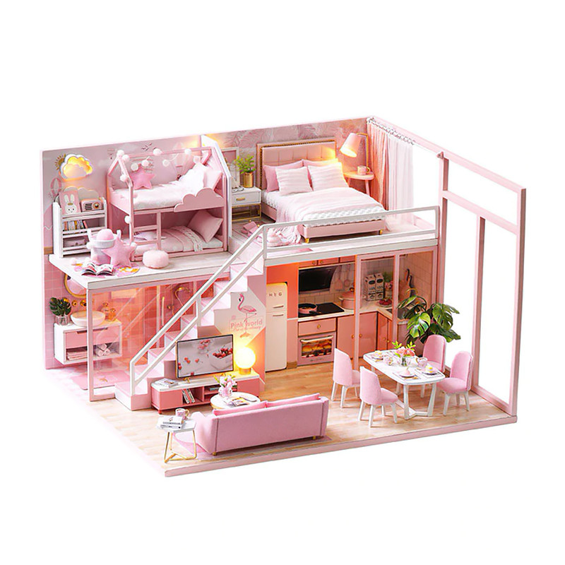 

3D Румбокс кукольный дом DIY Cute Room L-027 Pink house детский конструктор