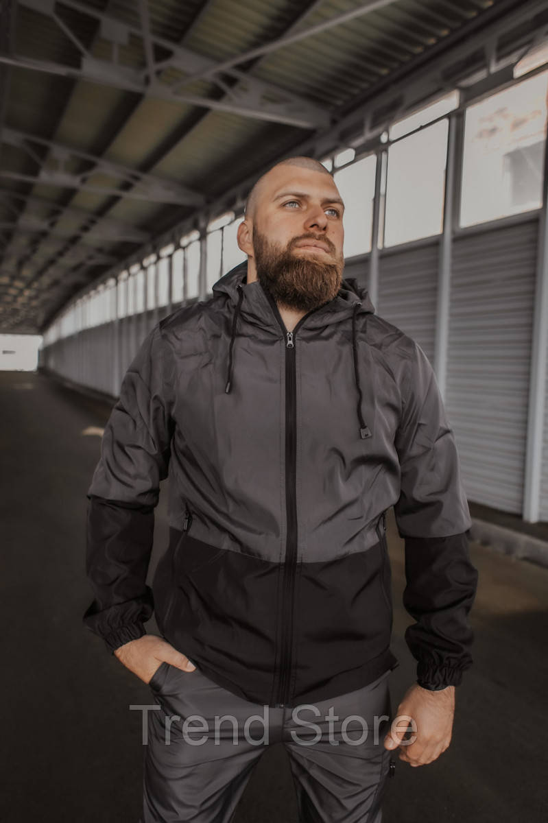 

Мужская весенняя куртка серо-черная Intruder SoftShell light