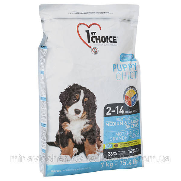 

Cухой премиум корм для собак, 1st Choice Puppy Medium&Large Chicken - 2.72 кг.