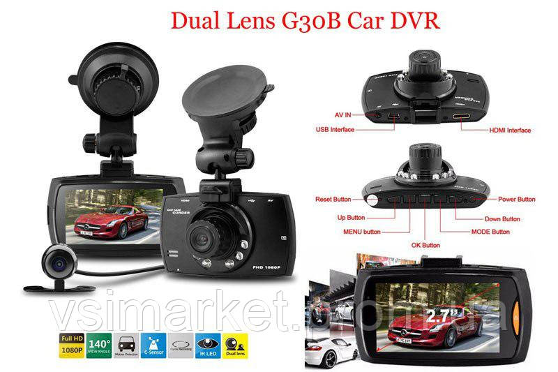 

Видеорегистратор G30B Car DVR 2.7 LCD HD 1080P