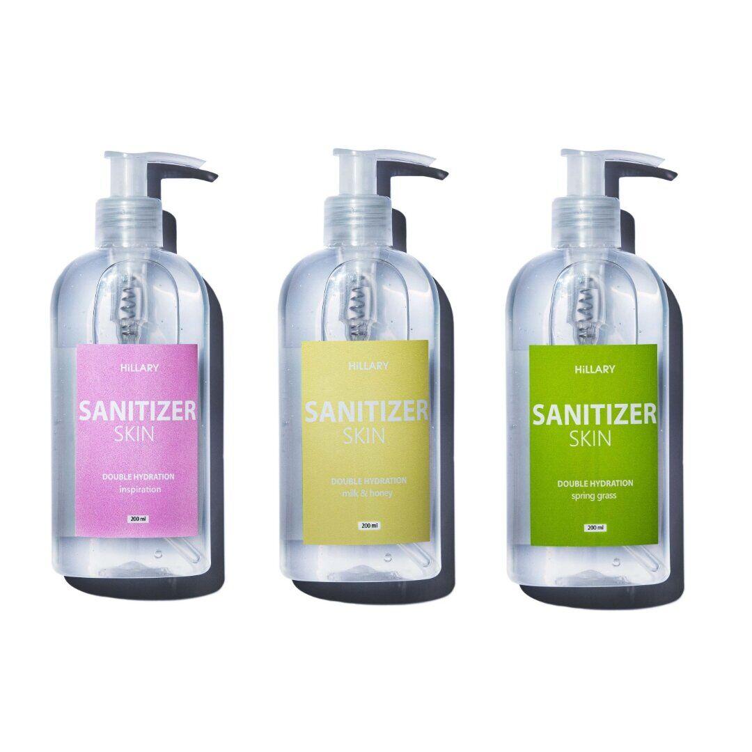 

Антисептик Санитайзер HiLLARY Skin Sanitizer Double Hydration сертифицированный 3 шт по 200 ml SKL13-238940