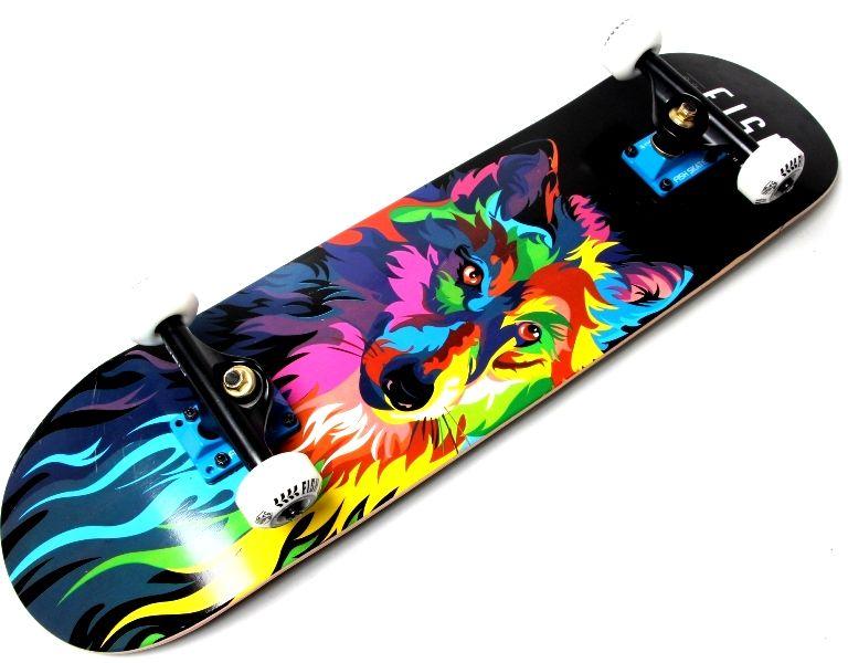 Профессиональный скейтборд (Скейт) канадский клен Fish Skateboard "Wolf", Разноцвет