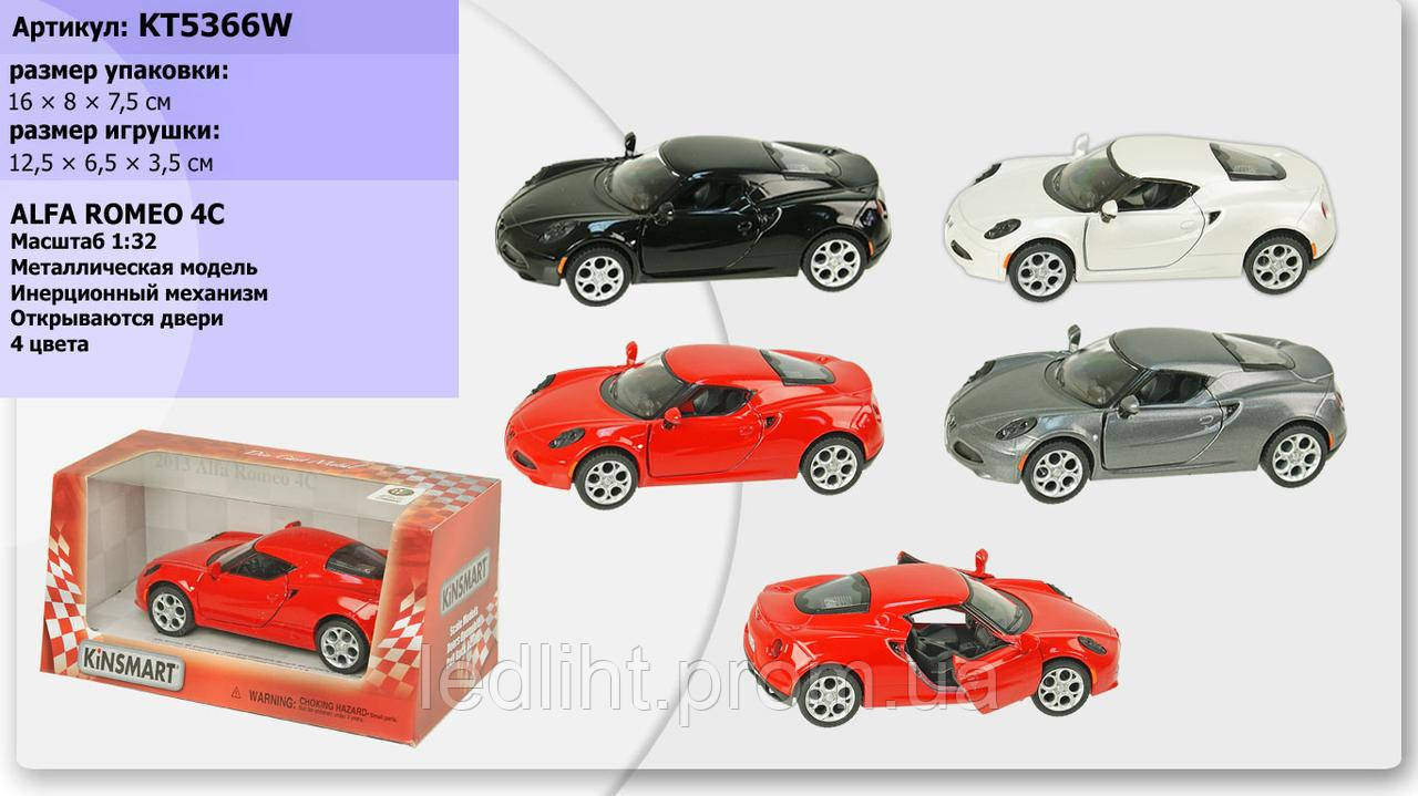 

Машина метал "KINSMART" KT5366W (96шт/4) Alfa Romeo 4C, в кор.16*8,5*7,5 cm