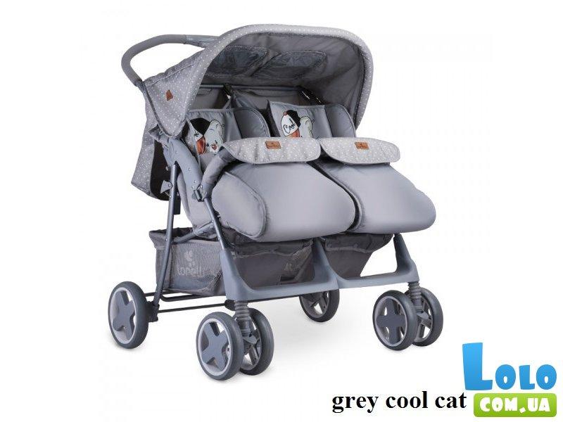 

Коляска для двойни TWIN grey cool cat, Lorelli (серая) (88062), Серый