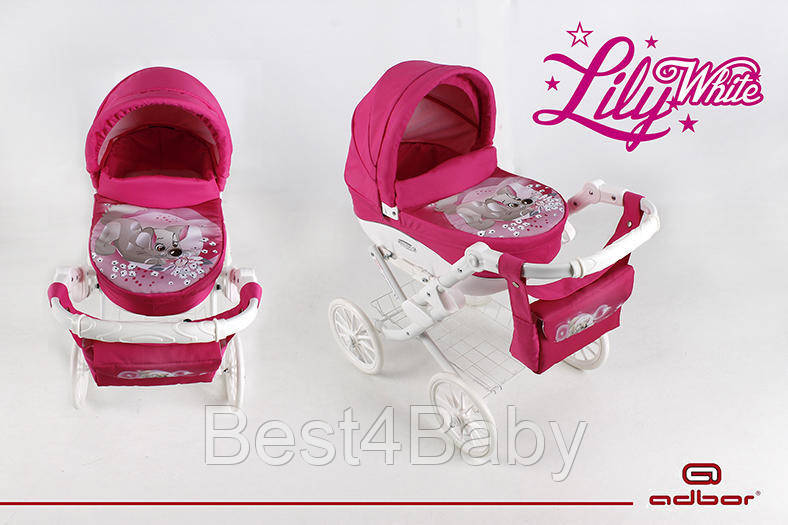 

Коляска для кукол Adbor LILY WHITE PIESEK
