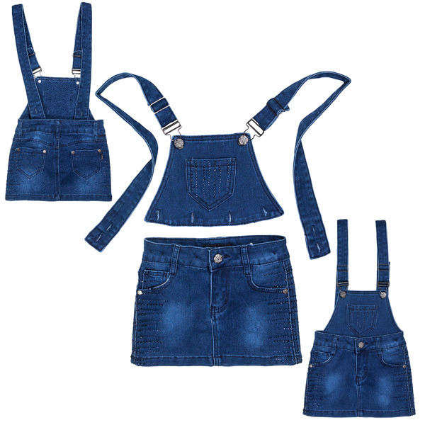 

Детский джинсовый сарафан юбка «Yuke» синего цвета (110-134 р), Синий