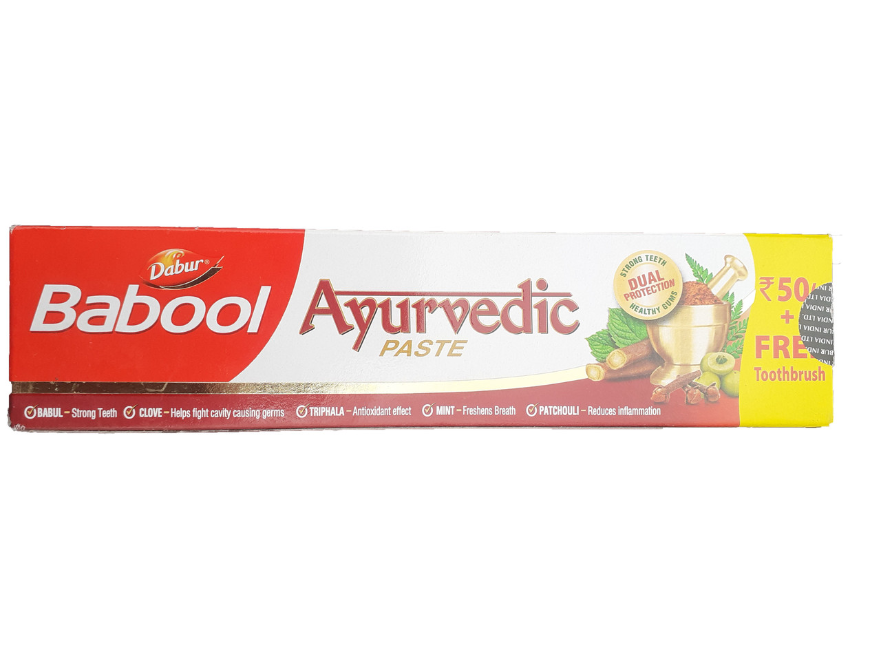 

Зубная паста Dabur Babool со щеткой 175g , Дабур Бабул 175гр, Зубная паста С ТРИФАЛОЙ